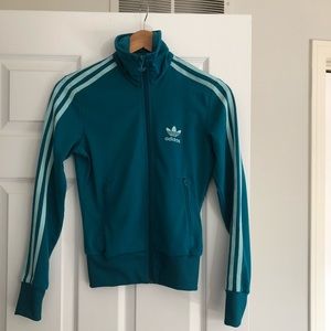 EUC Vintage retro blue/green adidas stripe jacket